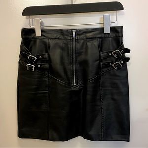 Black vegan leather miniskirt with buckles. Topshop size 4
